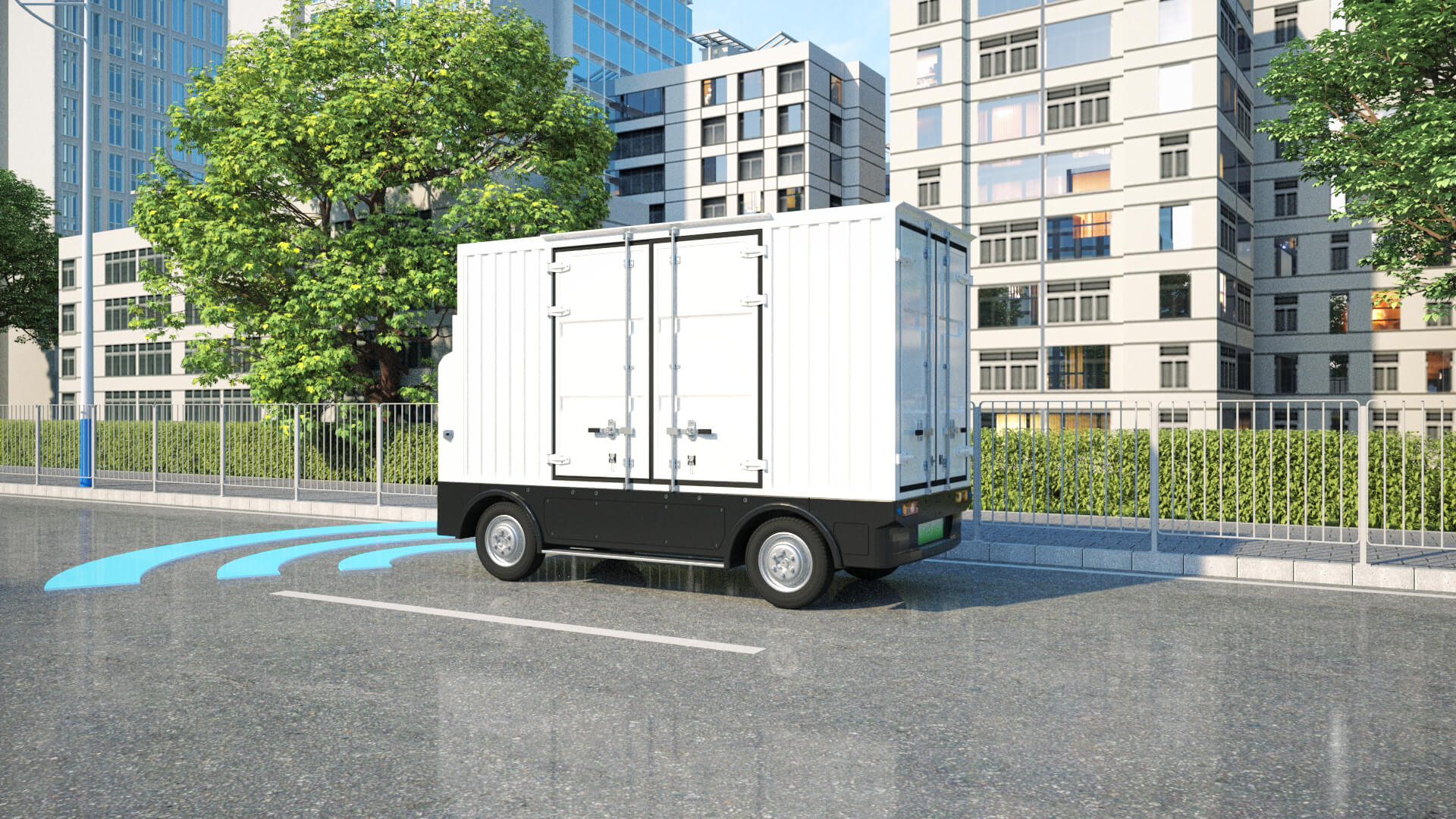 Autonomous Delivery Vehicle Smart City Road 3D Model