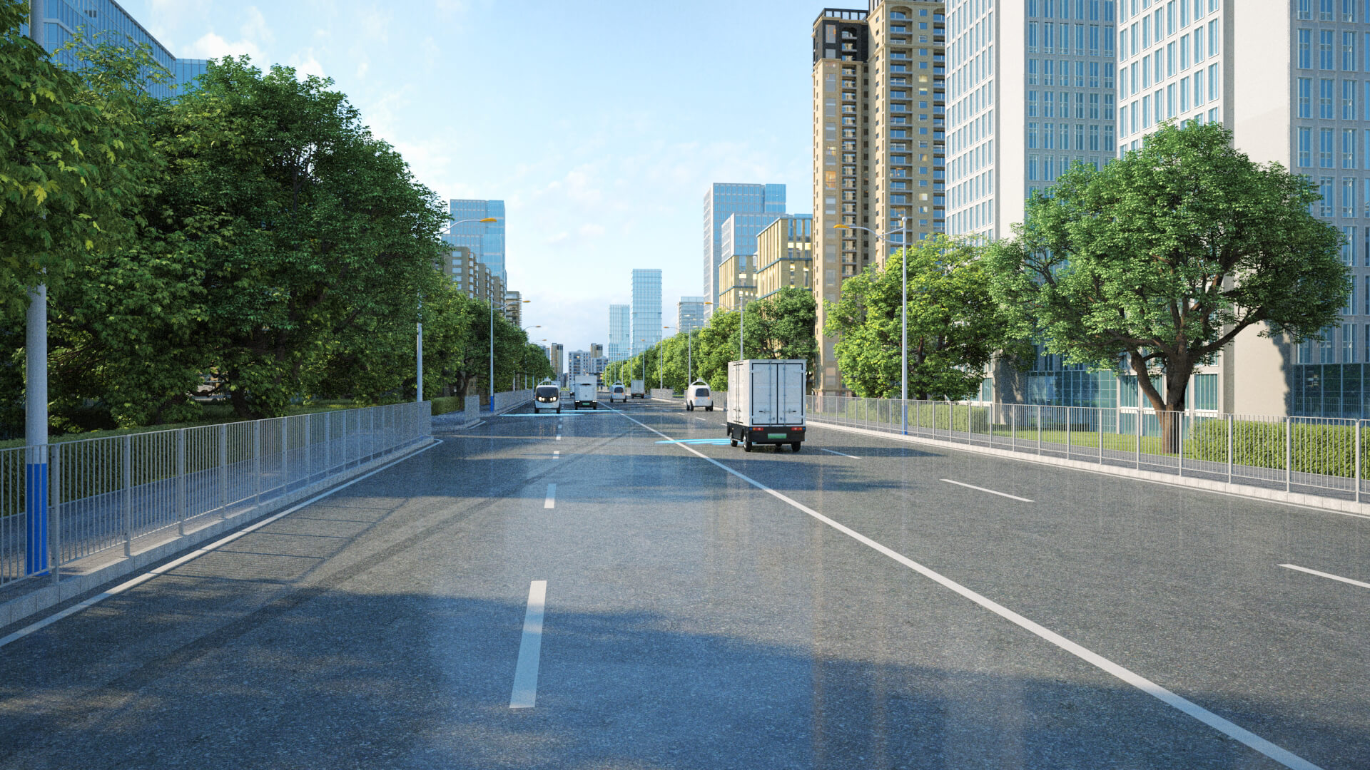 Autonomous Delivery Vehicle Smart City Road 3D Model