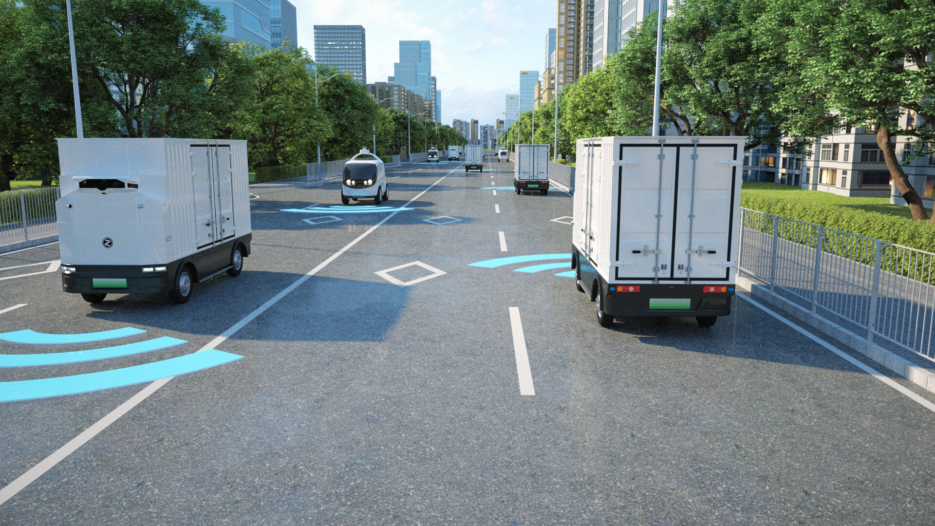 Autonomous Delivery Vehicle Smart City Road 3D Model