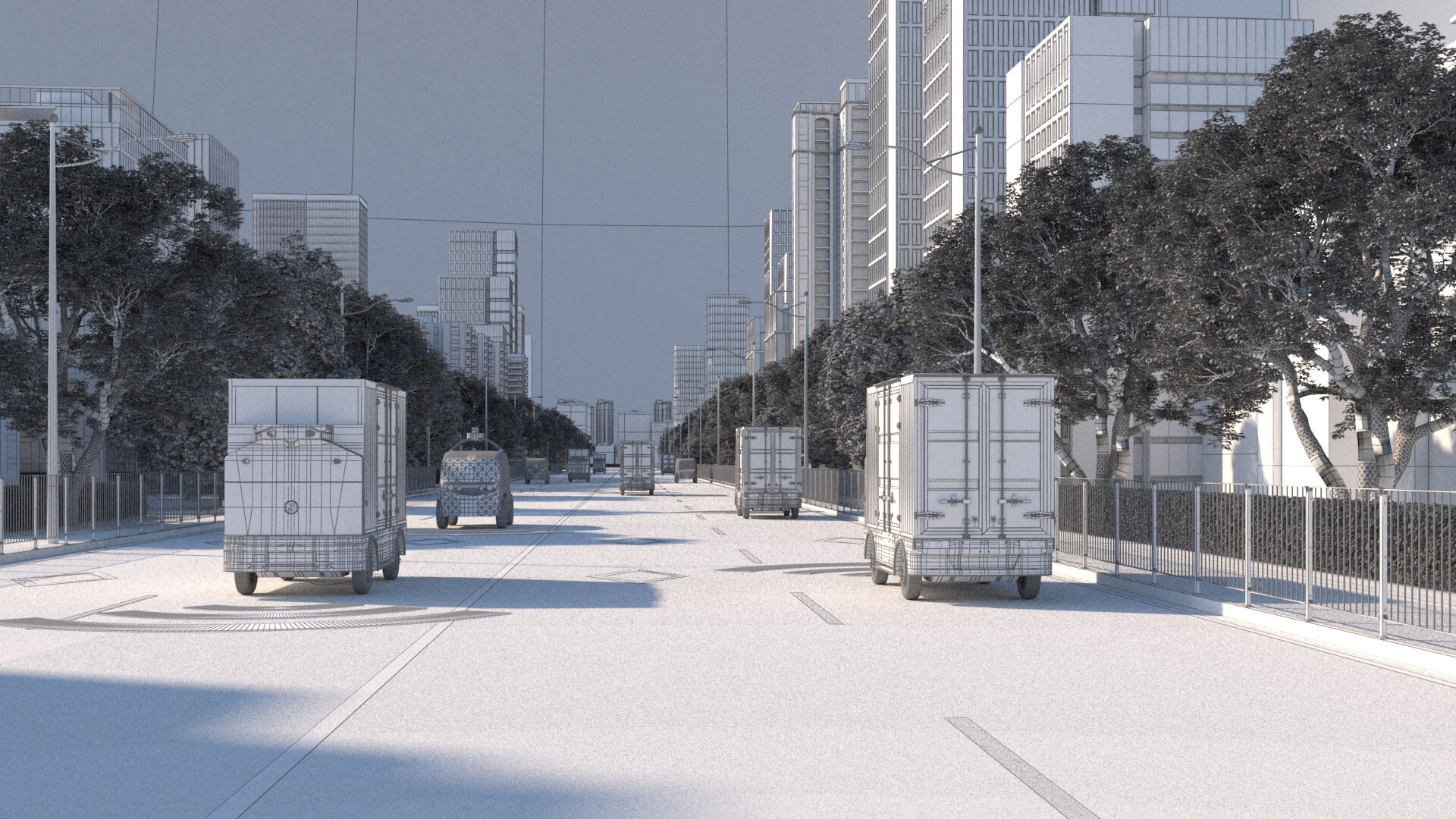 Autonomous Delivery Vehicle Smart City Road 3D Model