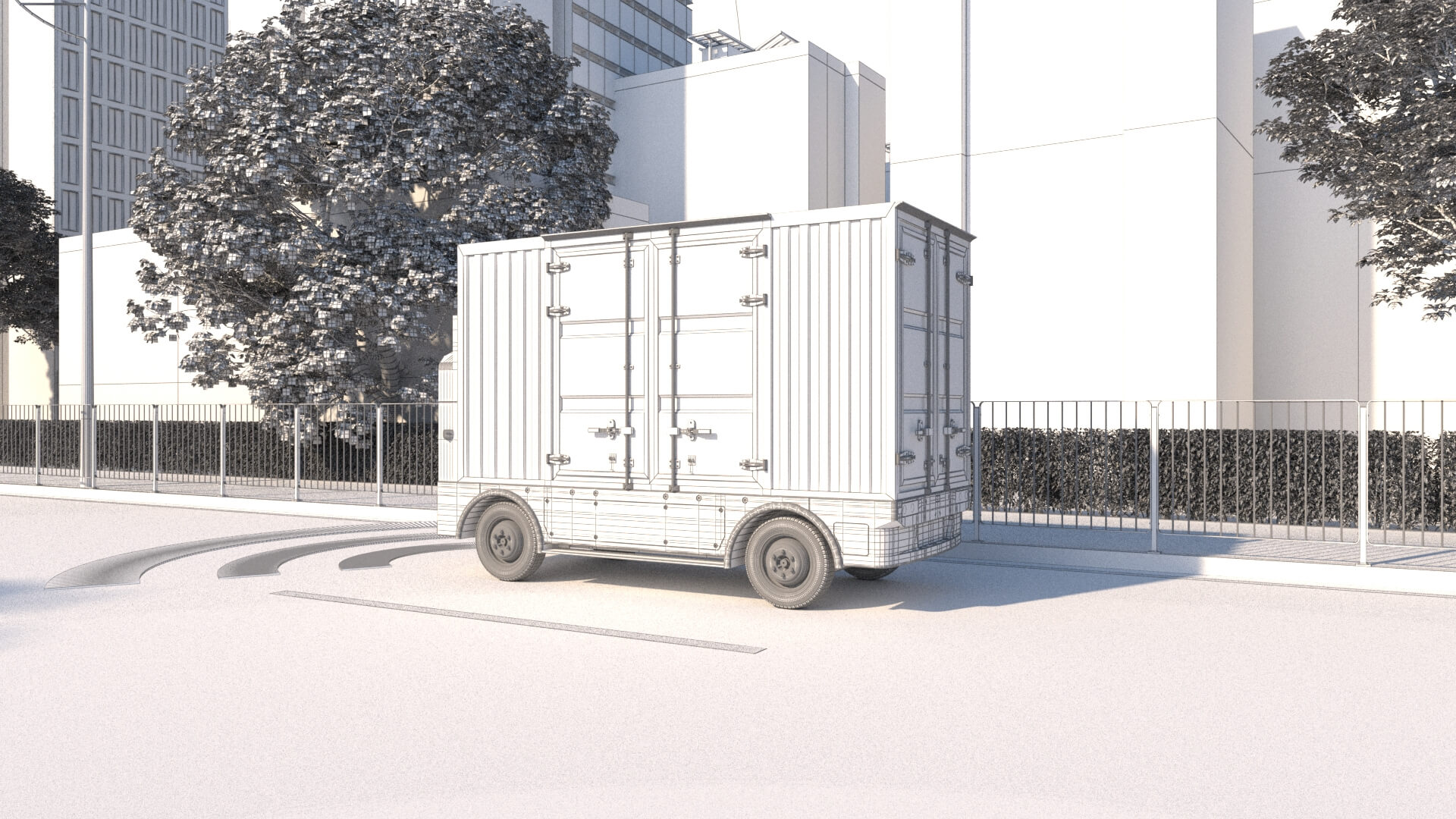 Autonomous Delivery Vehicle Smart City Road 3D Model