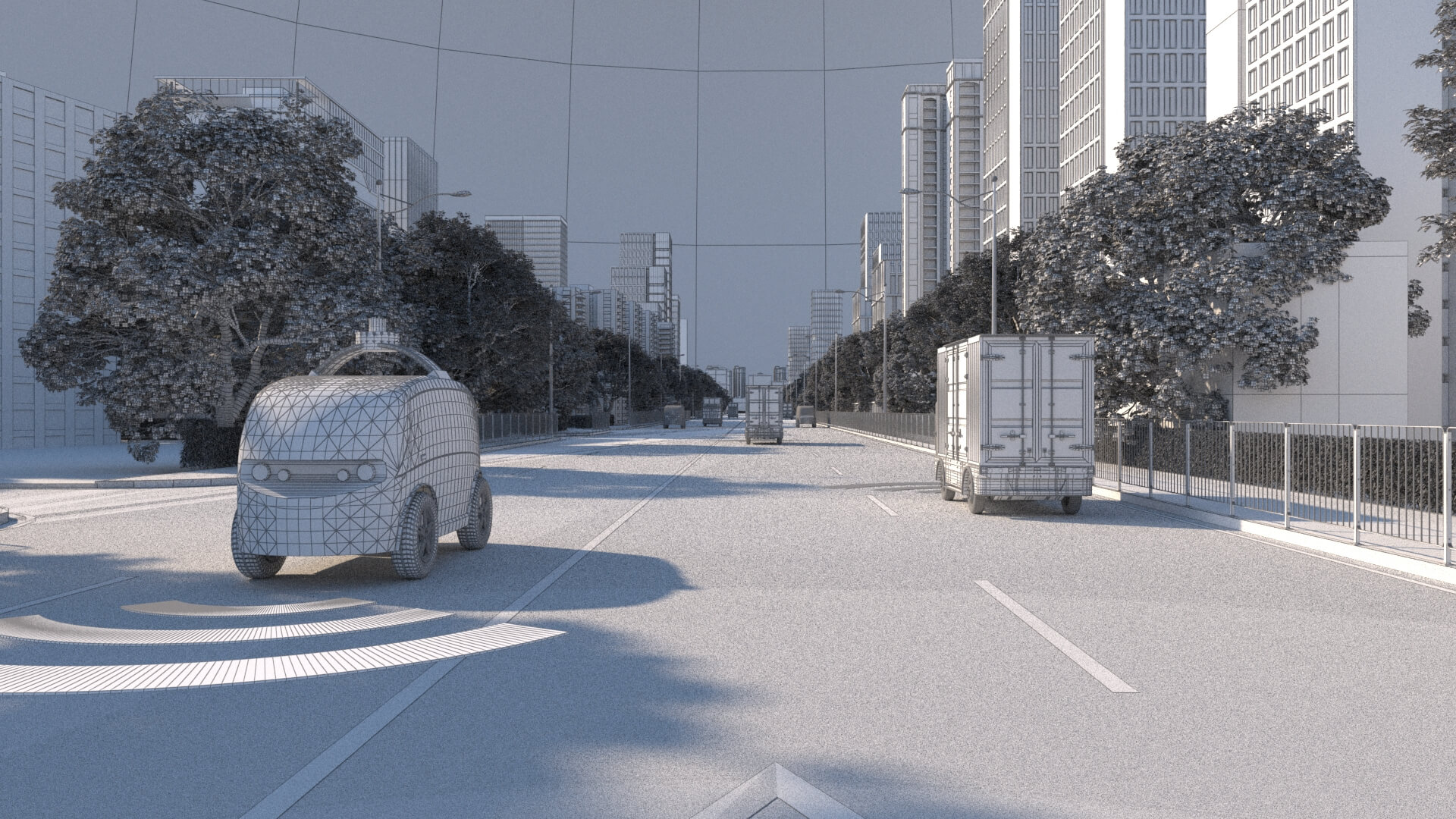 Autonomous Delivery Vehicle Smart City Road 3D Model