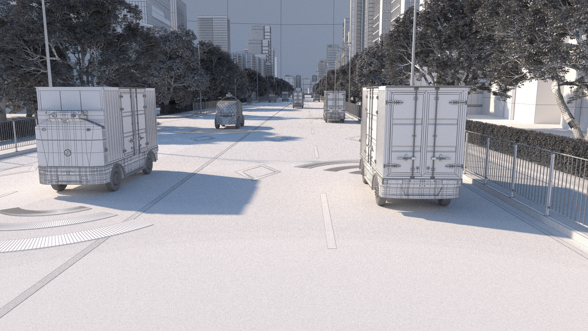 Autonomous Delivery Vehicle Smart City Road 3D Model