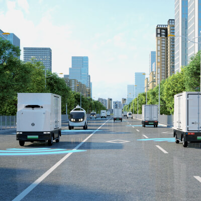 Autonomous Delivery Vehicle Smart City Road 3D Model