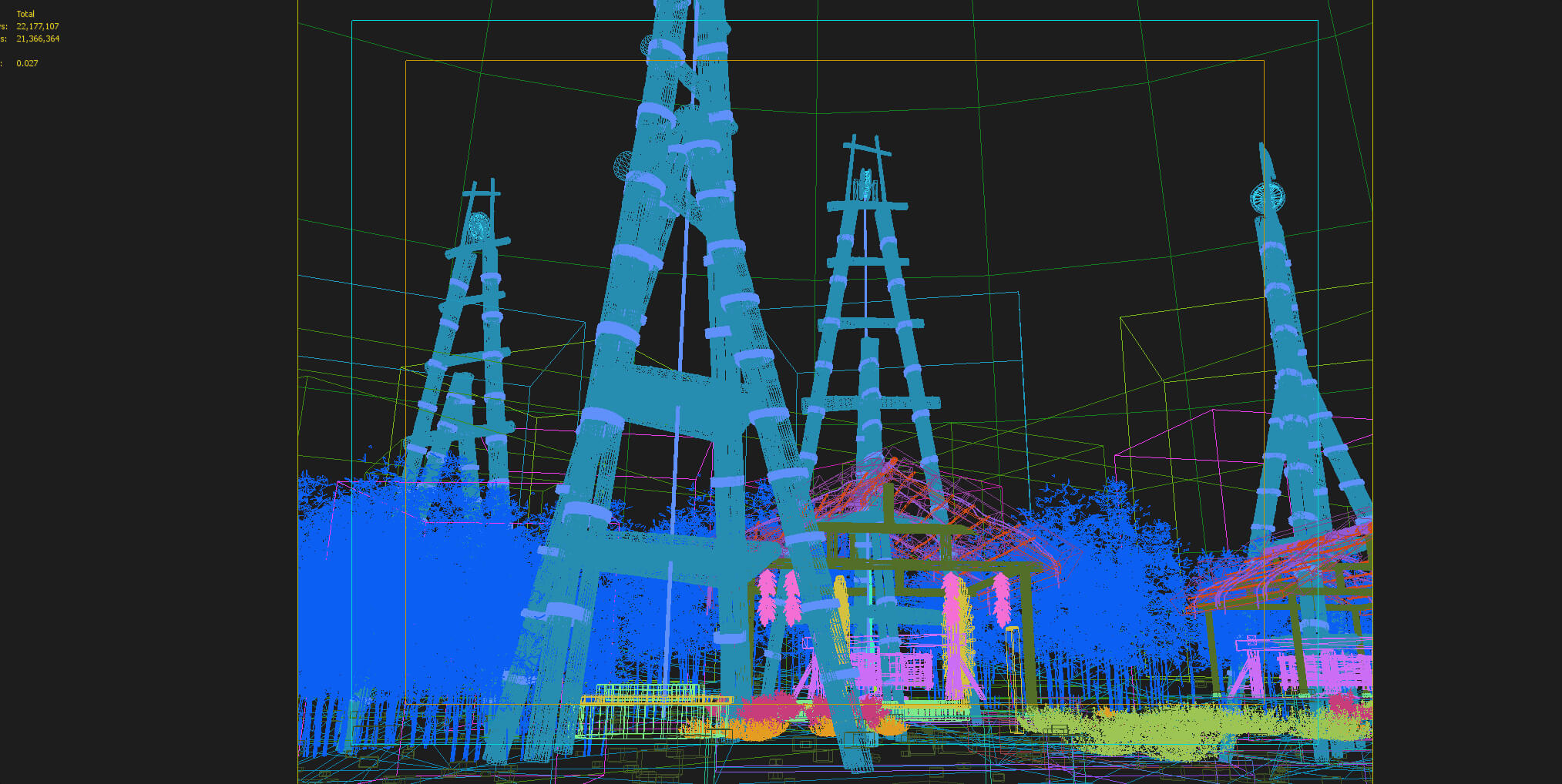 Ancient Chinese Salt Well Traditional Bamboo Drilling Rig 3D Model