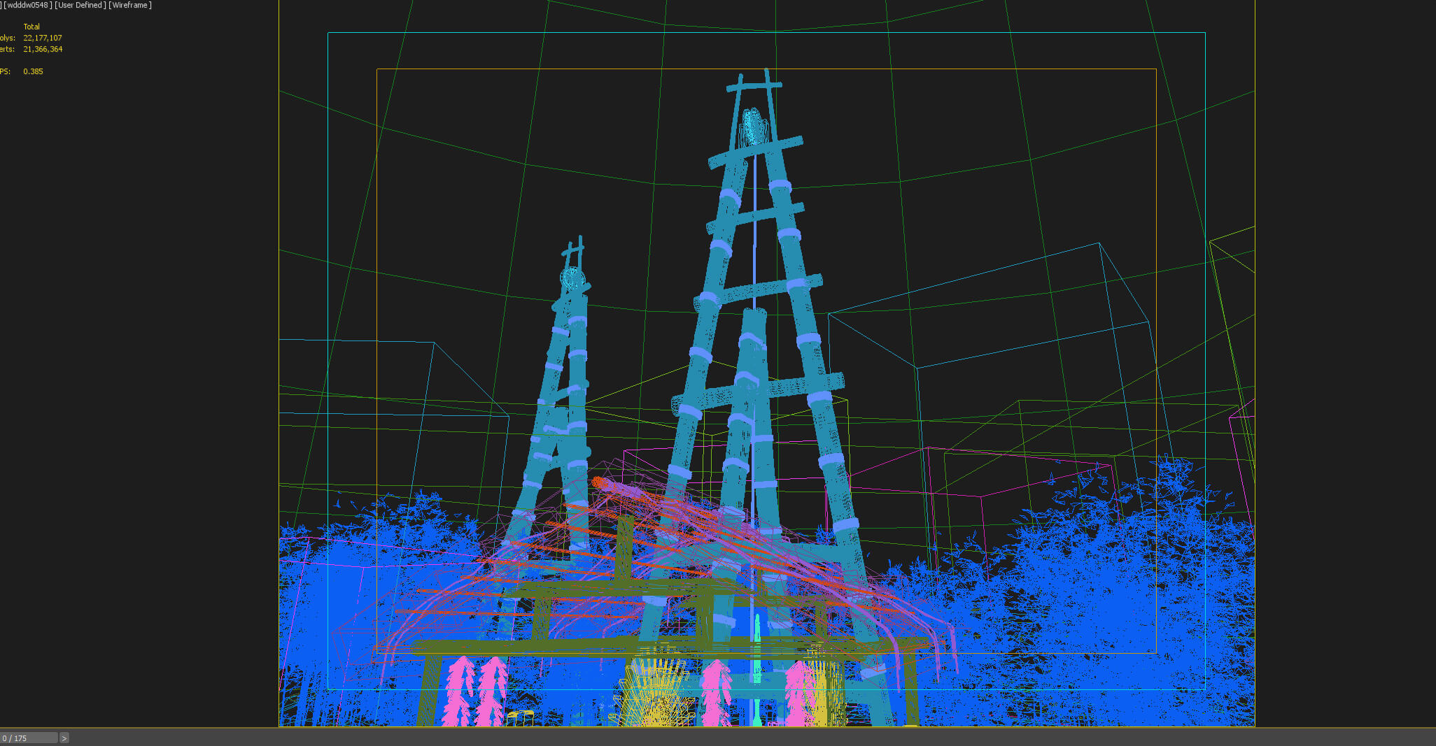 Ancient Chinese Salt Well Traditional Bamboo Drilling Rig 3D Model