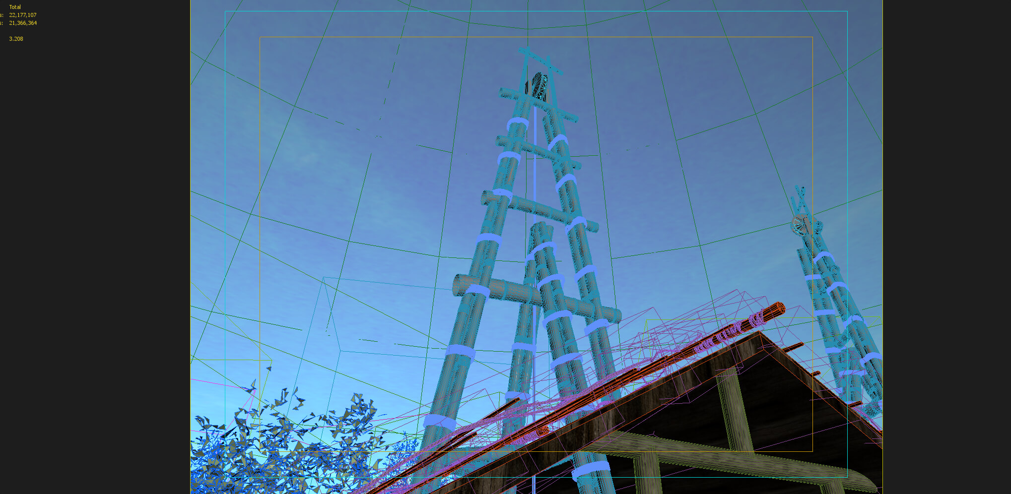 Ancient Chinese Salt Well Traditional Bamboo Drilling Rig 3D Model