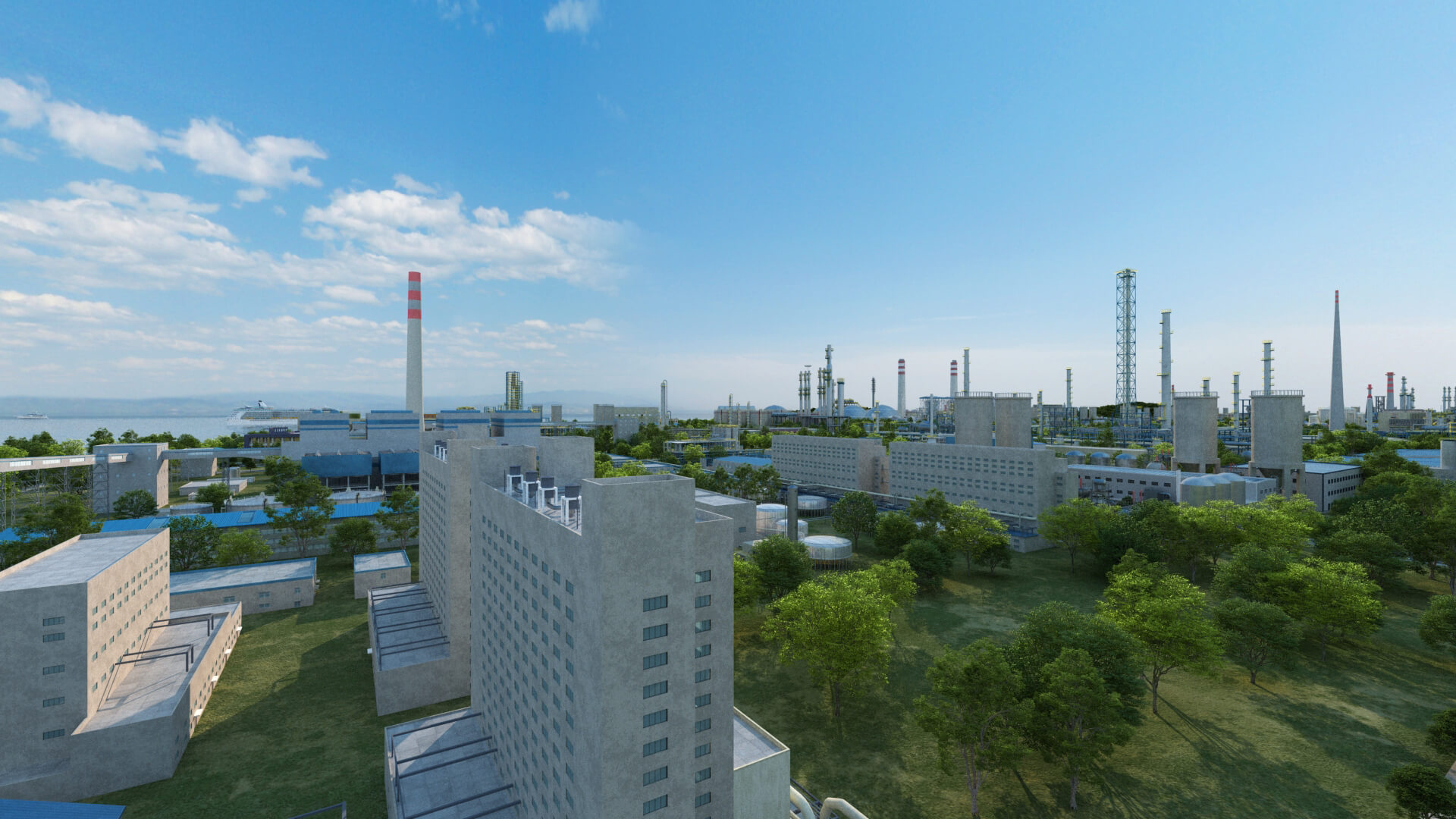 Coastal Petrochemical Refinery Industrial Plant 3D Model