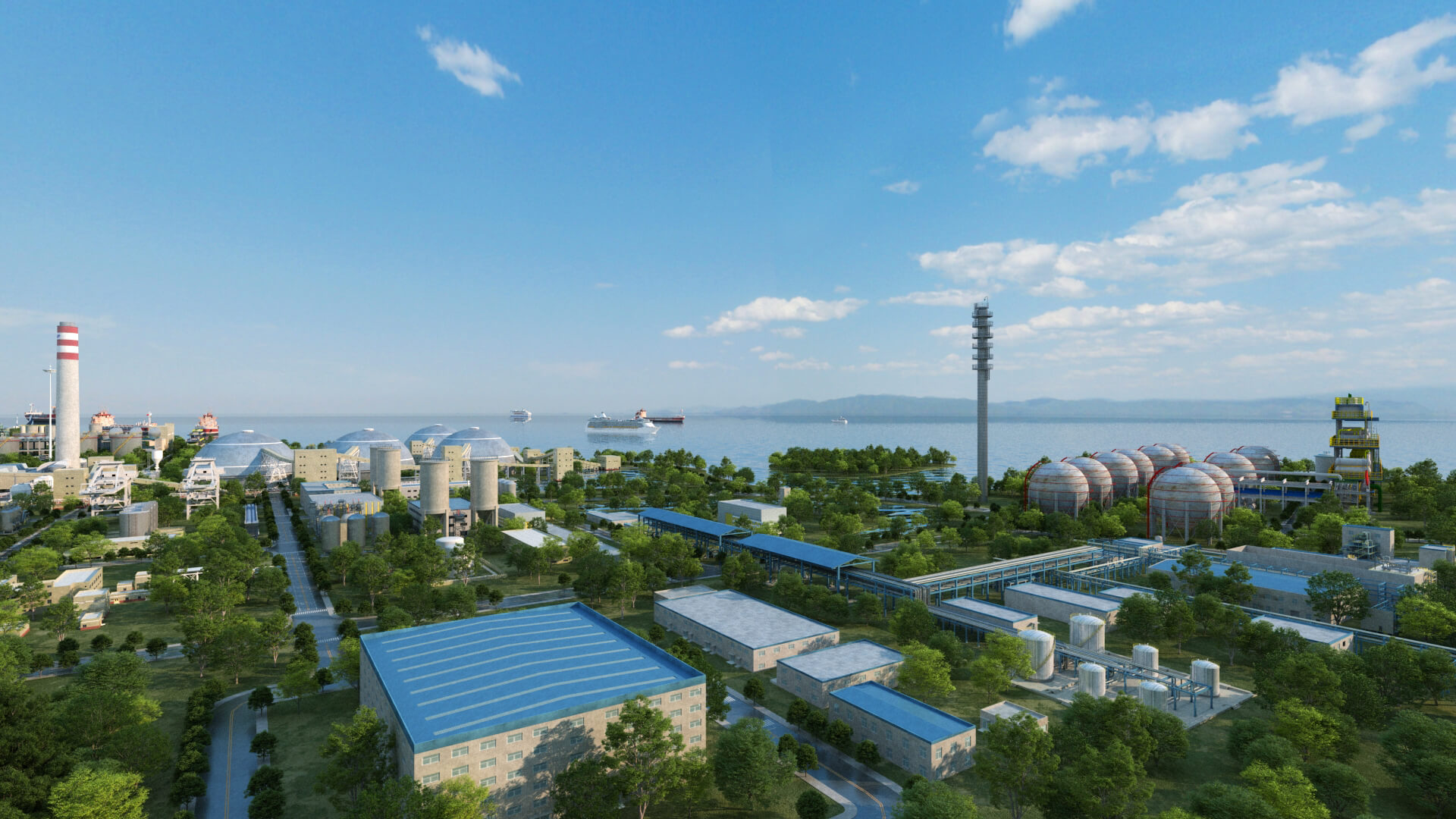 Coastal Petrochemical Refinery Industrial Plant 3D Model