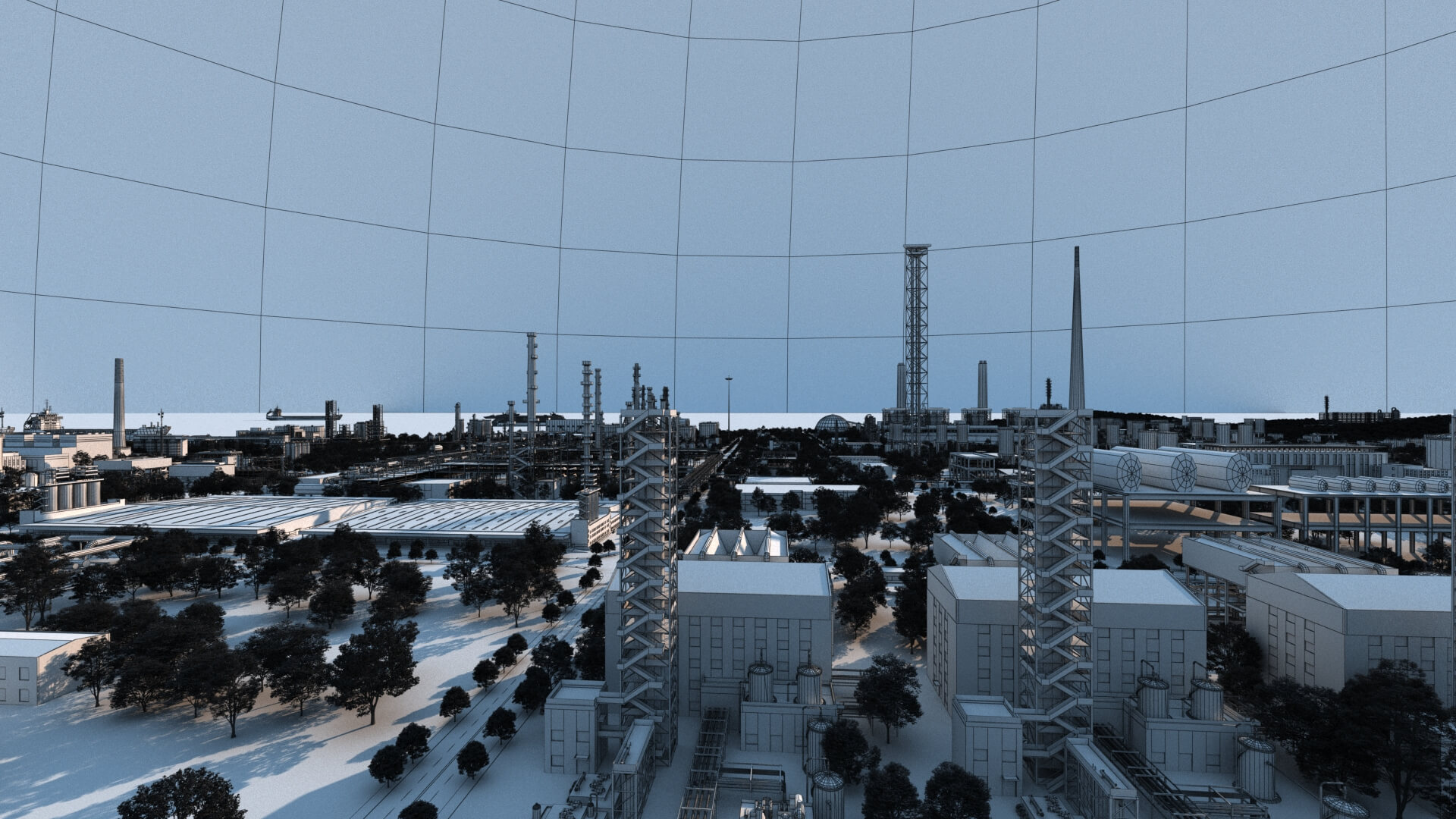 Coastal Petrochemical Refinery Industrial Plant 3D Model
