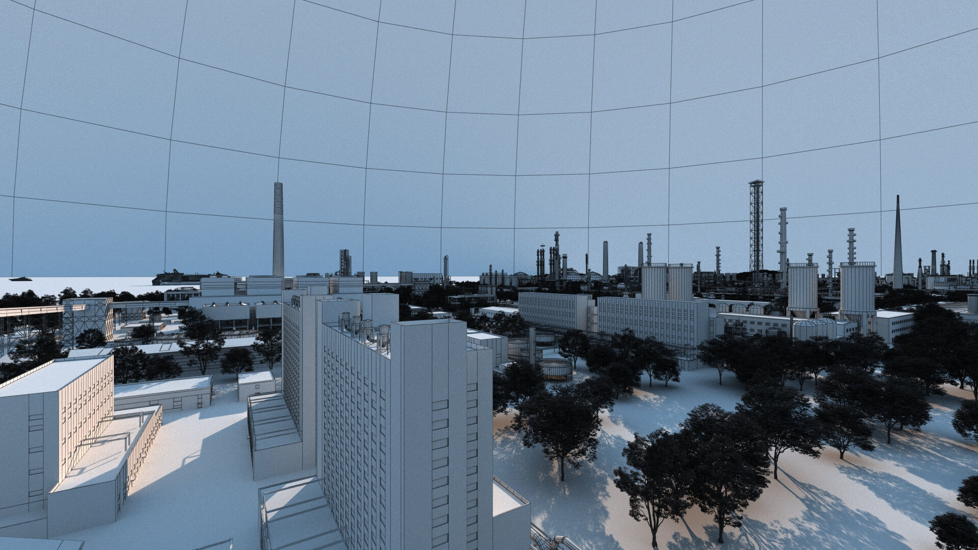 Coastal Petrochemical Refinery Industrial Plant 3D Model