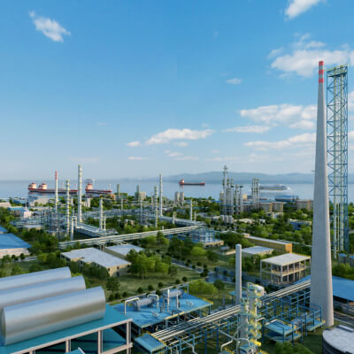 Coastal Petrochemical Refinery Industrial Plant 3D Model