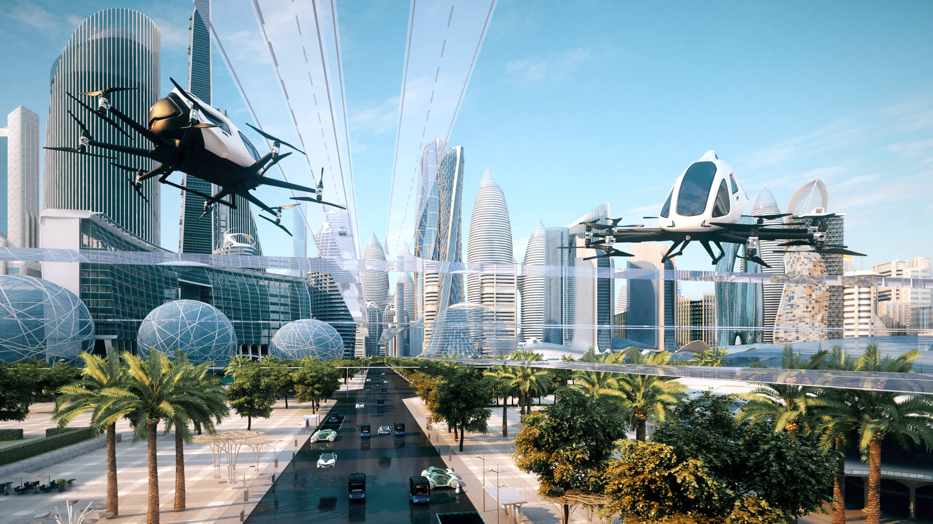 Futuristic City Drone Future Urban Transportation Future City 3D Model