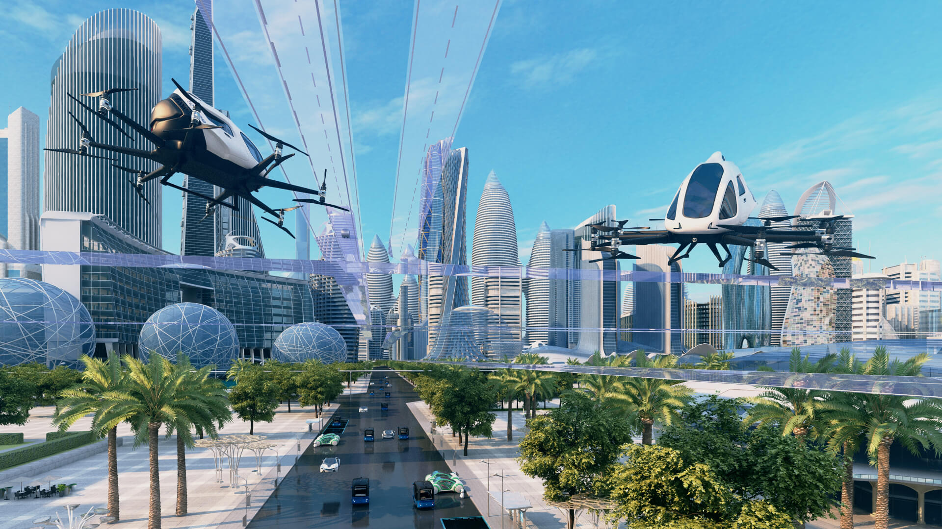 Futuristic City Drone Future Urban Transportation Future City 3D Model