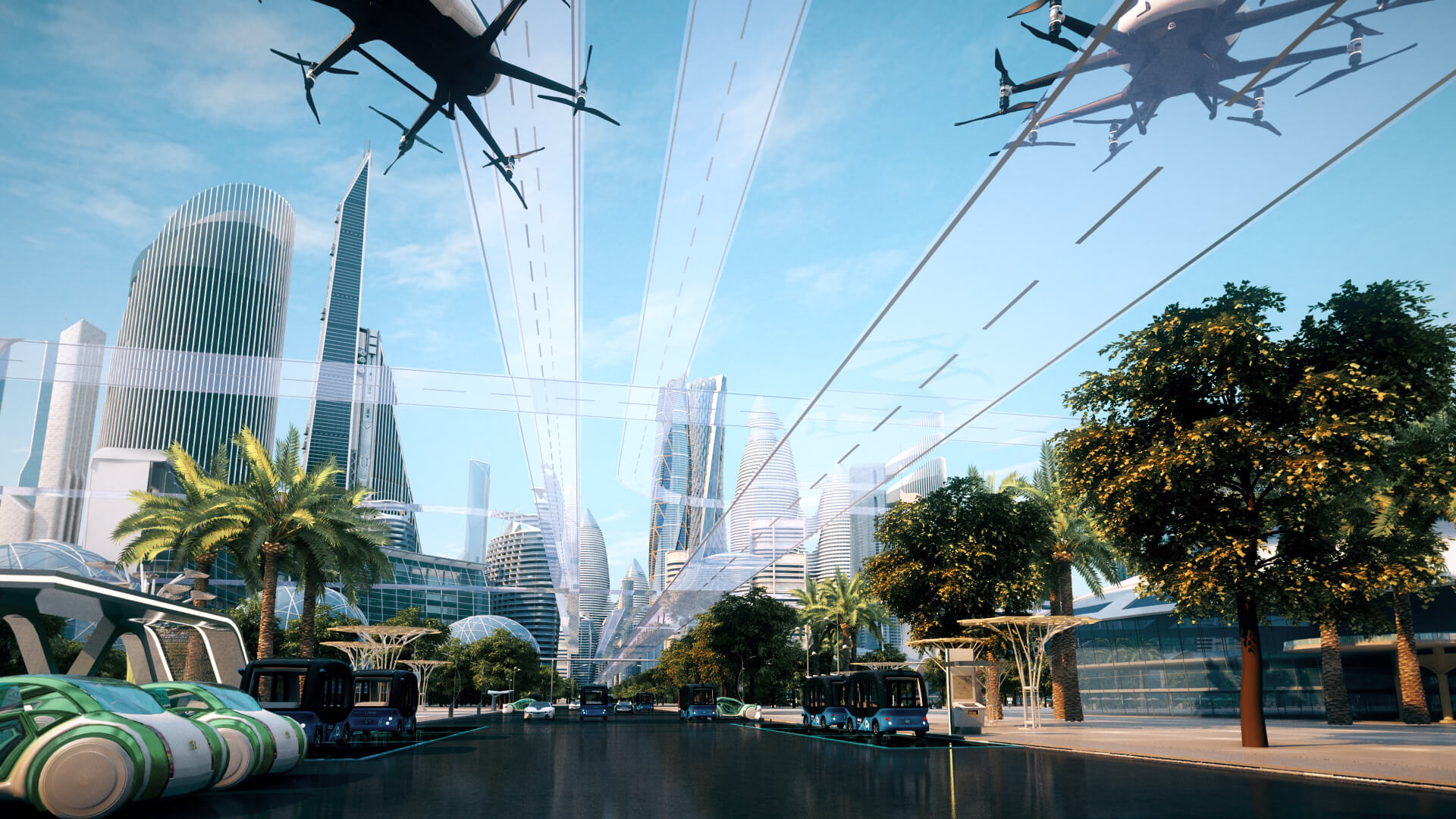 Futuristic City Drone Future Urban Transportation Future City 3D Model