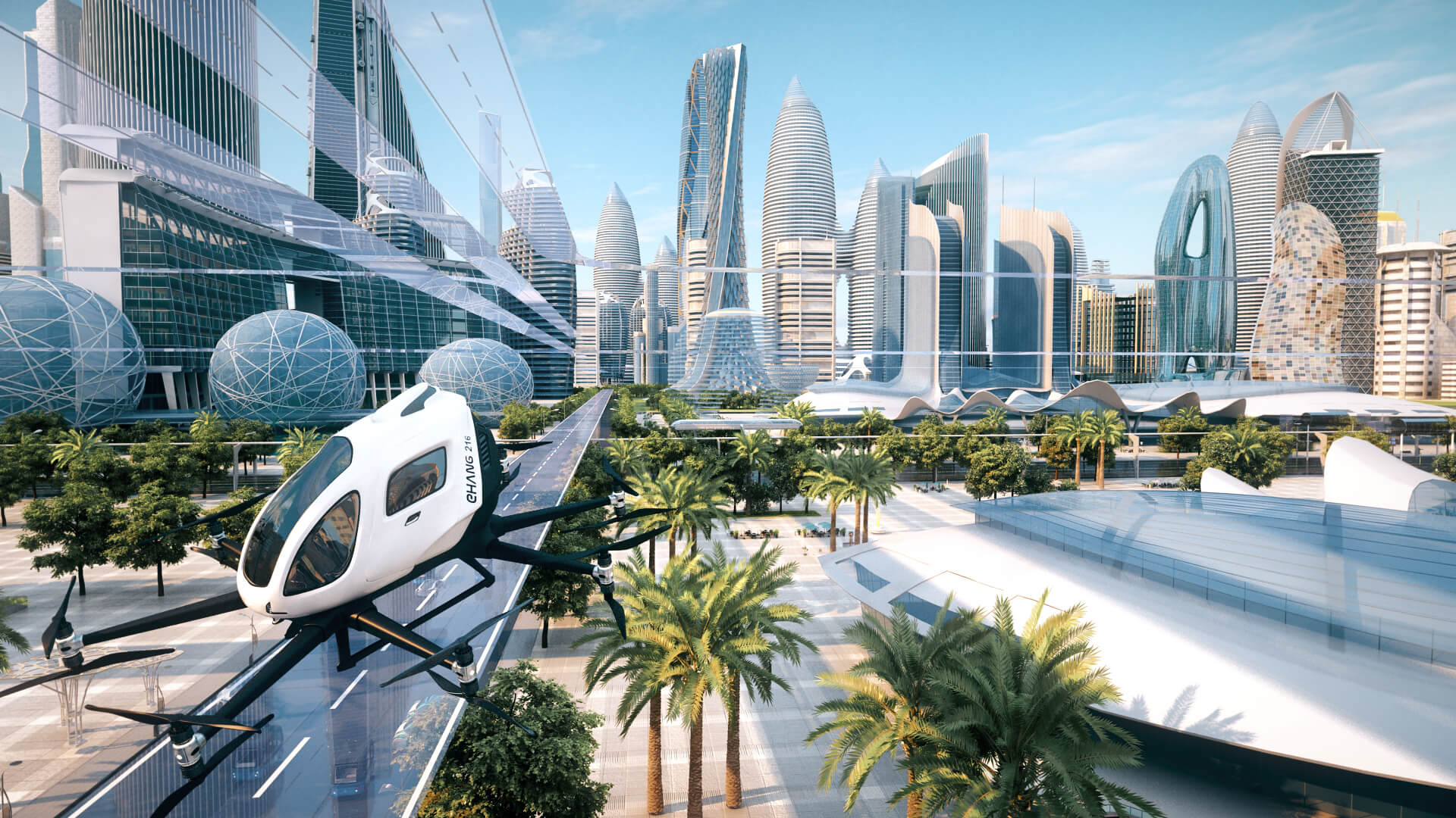 Futuristic City Drone Future Urban Transportation Future City 3D Model