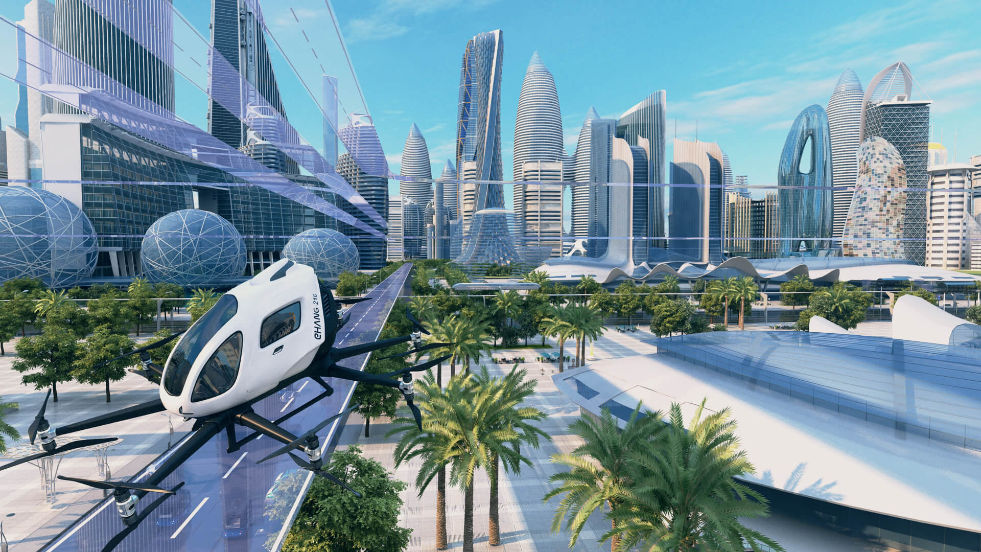 Futuristic City Drone Future Urban Transportation Future City 3D Model