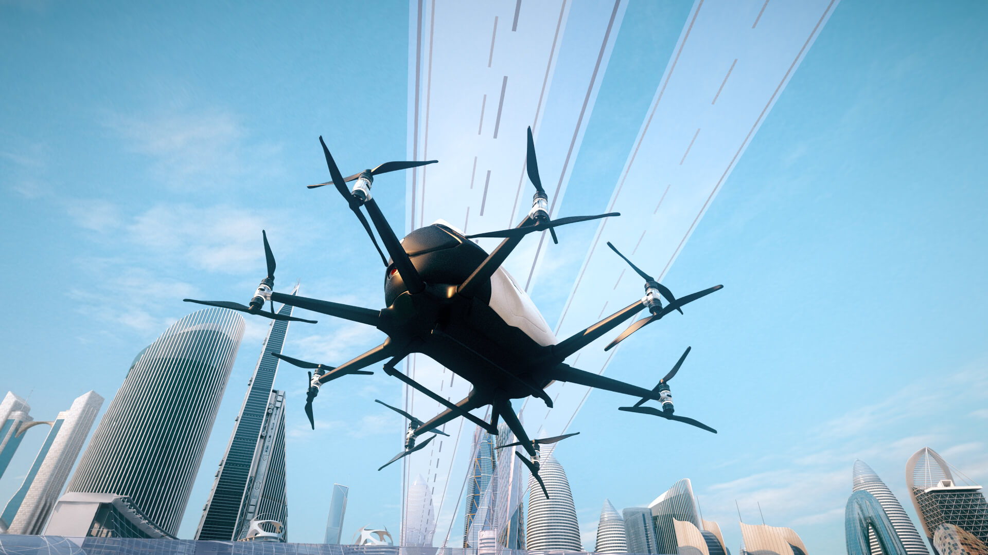 Futuristic City Drone Future Urban Transportation Future City 3D Model