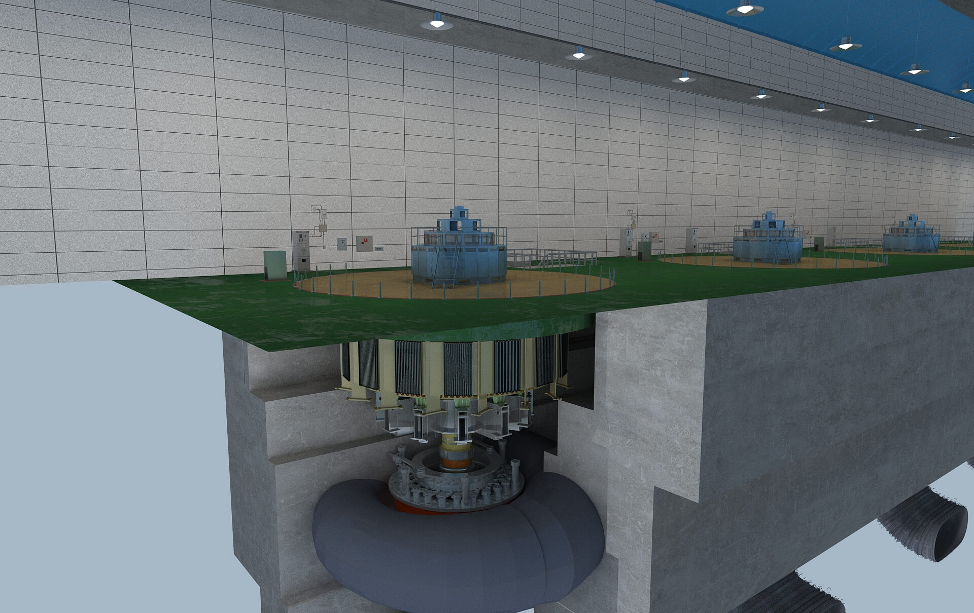Hydropower Station Turbine Hall Vertical Hydroelectric 3D Model