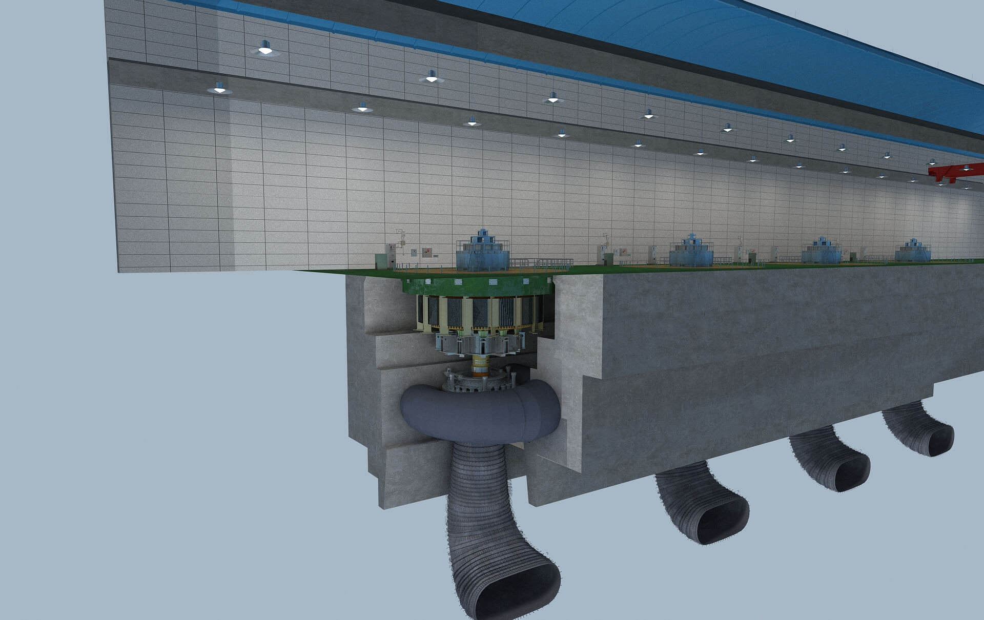 Hydropower Station Turbine Hall Vertical Hydroelectric 3D Model