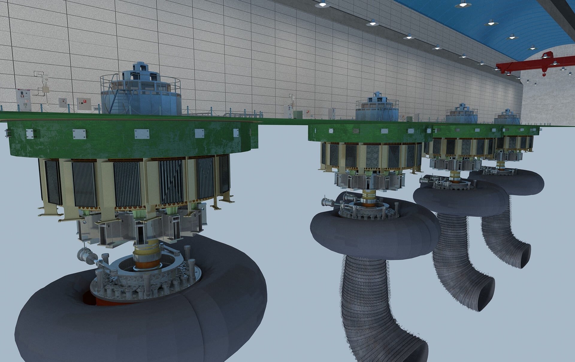 Hydropower Station Turbine Hall Vertical Hydroelectric 3D Model