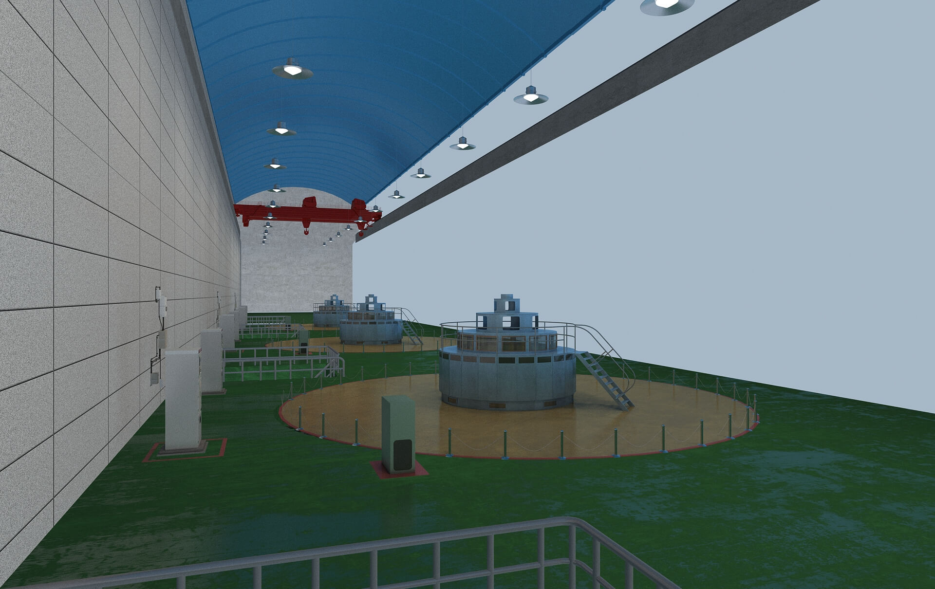 Hydropower Station Turbine Hall Vertical Hydroelectric 3D Model