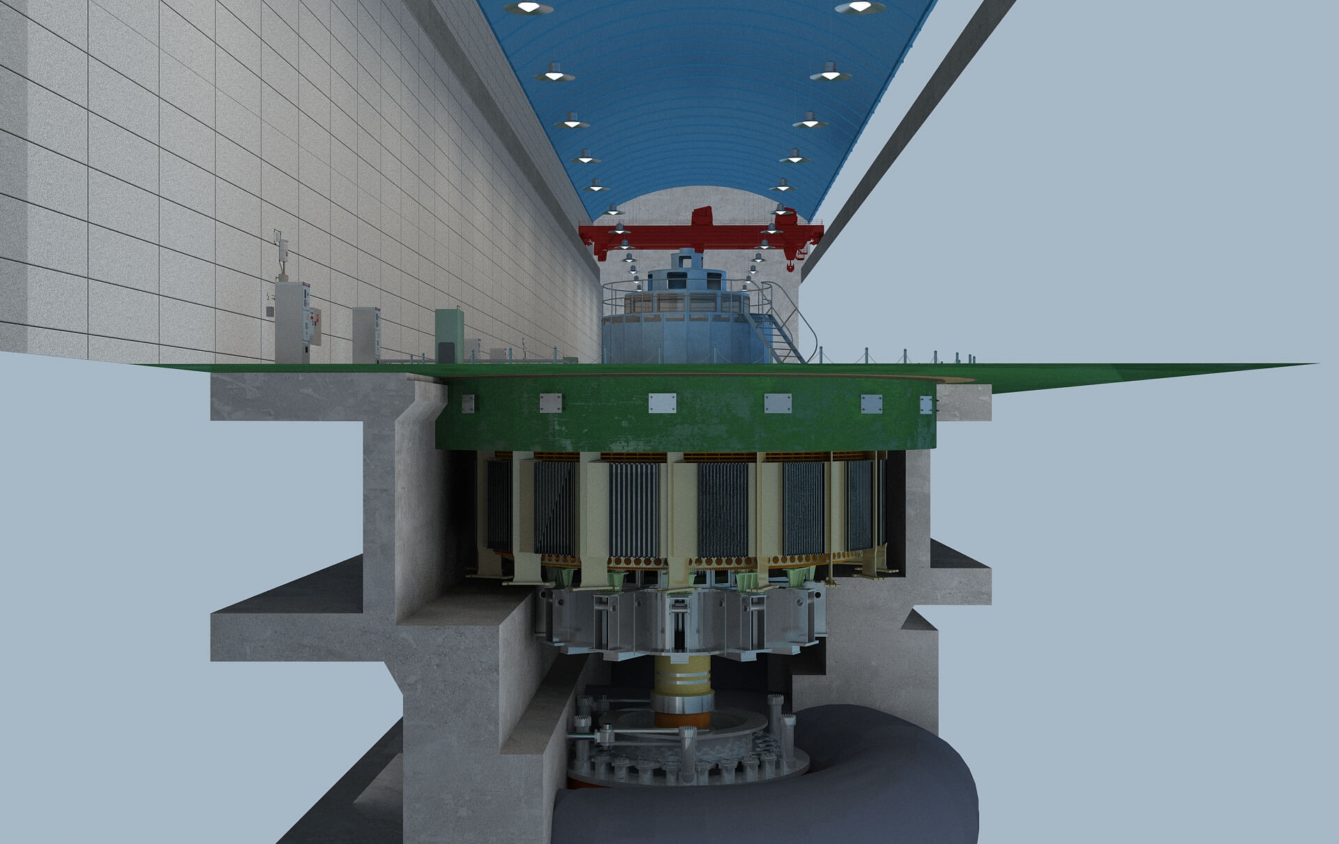 Hydropower Station Turbine Hall Vertical Hydroelectric 3D Model