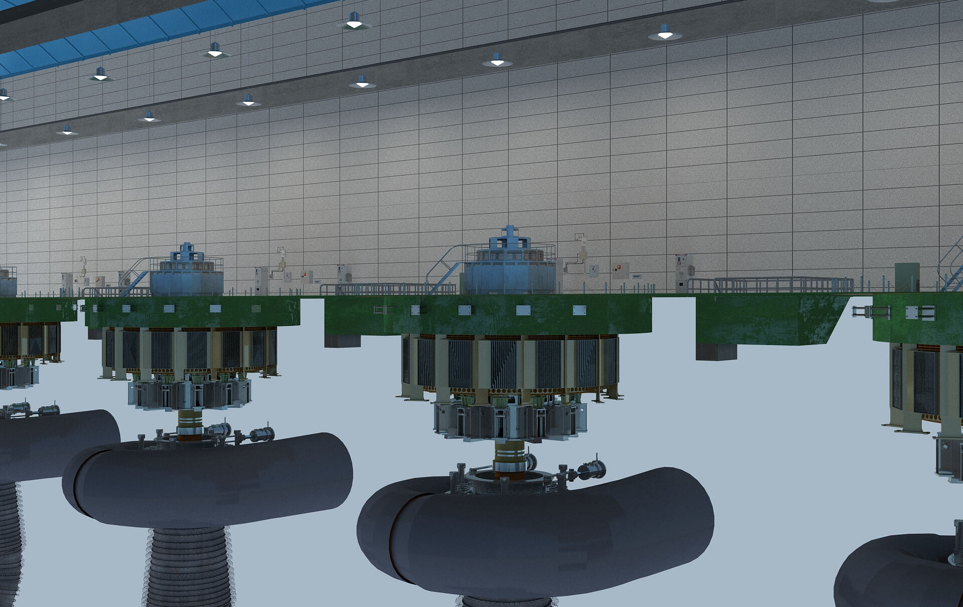 Hydropower Station Turbine Hall Vertical Hydroelectric 3D Model