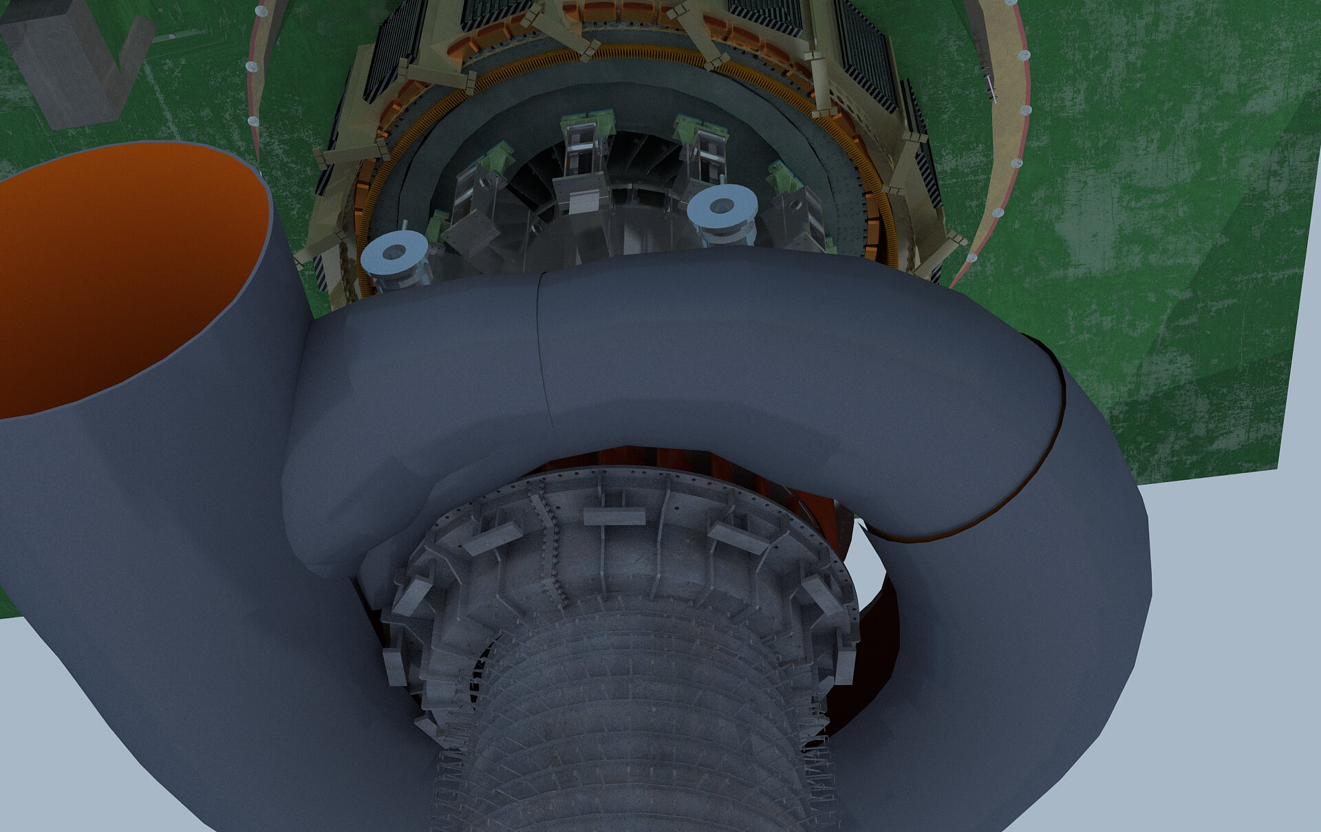 Hydropower Station Turbine Hall Vertical Hydroelectric 3D Model