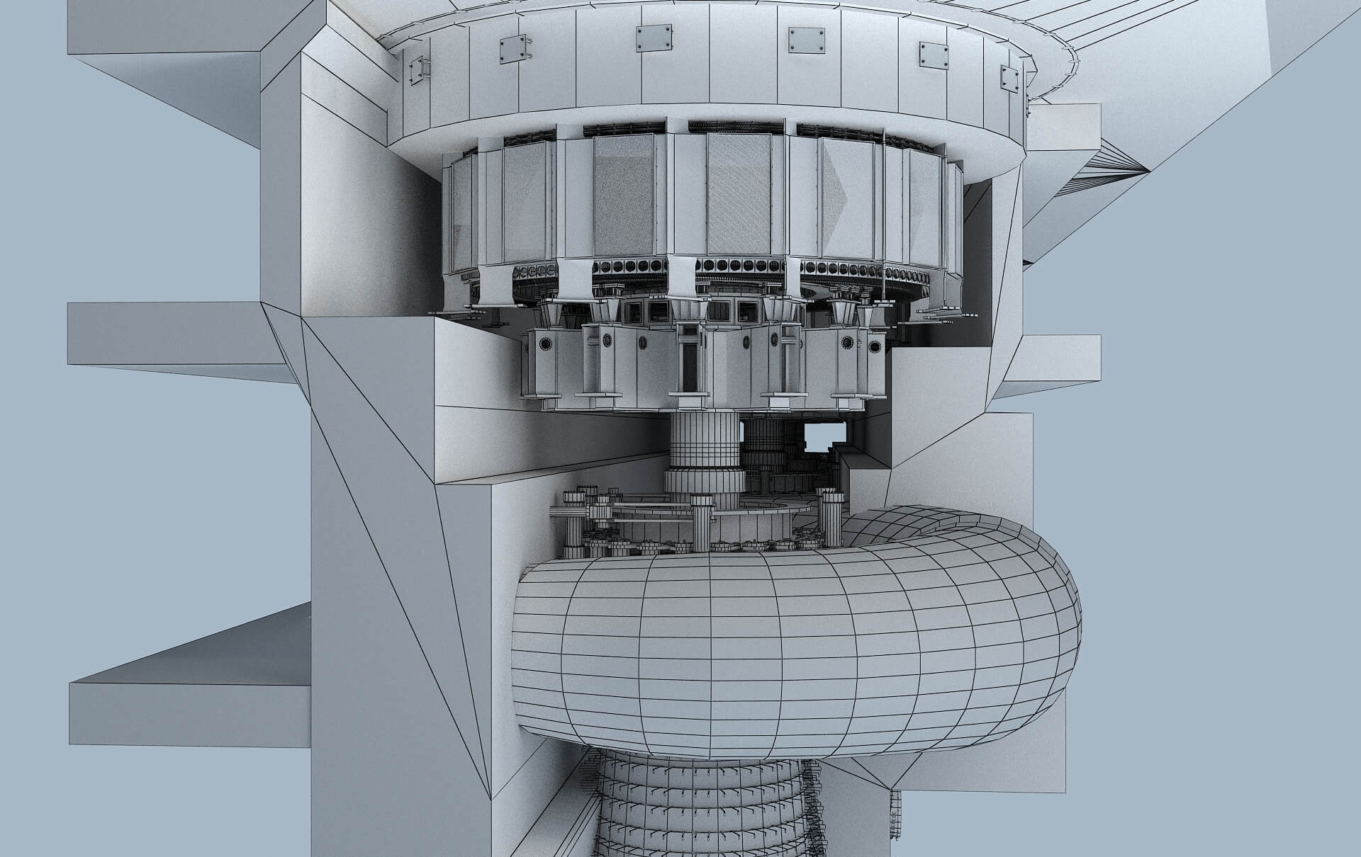 Hydropower Station Turbine Hall Vertical Hydroelectric 3D Model