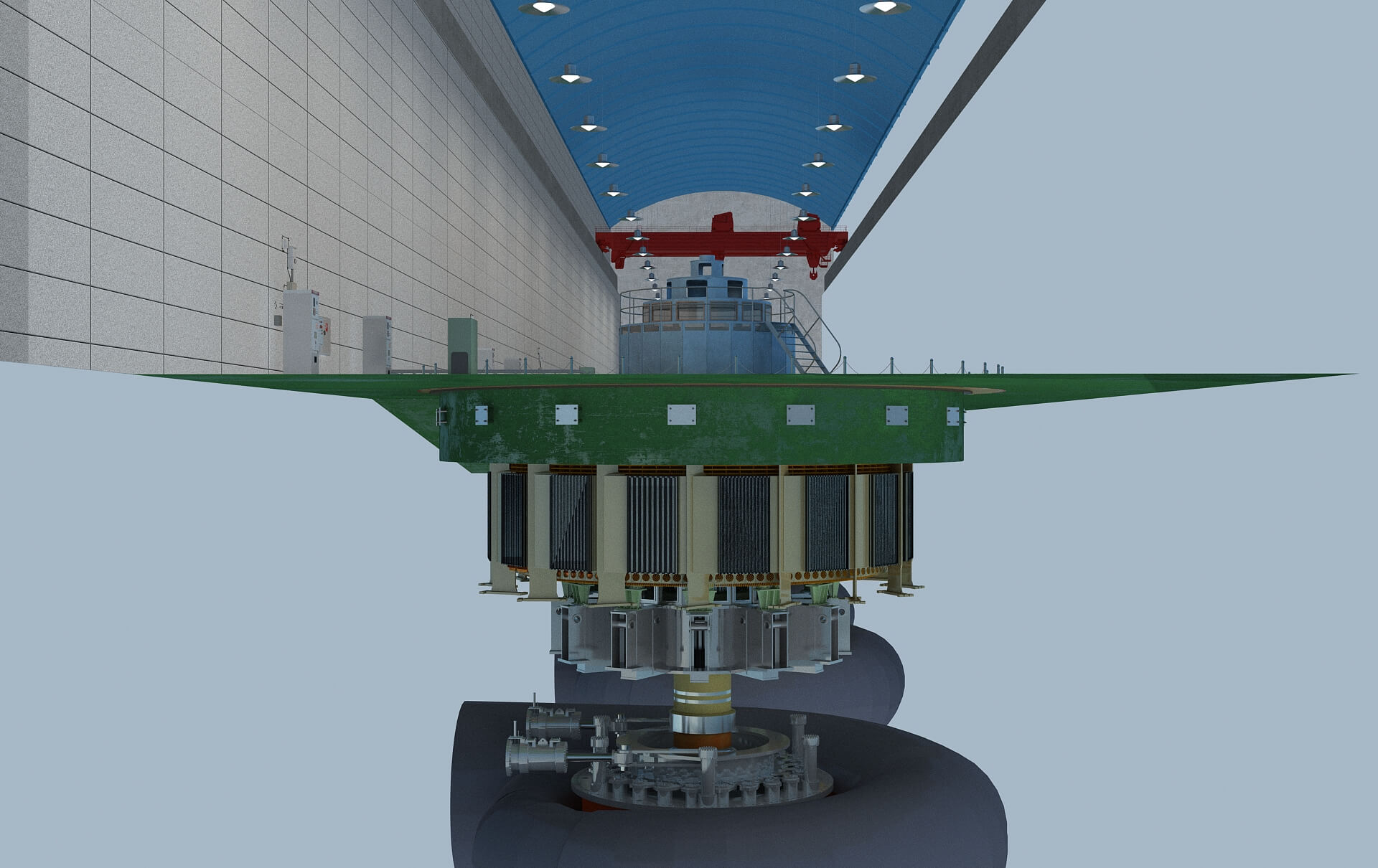 Hydropower Station Turbine Hall Vertical Hydroelectric 3D Model