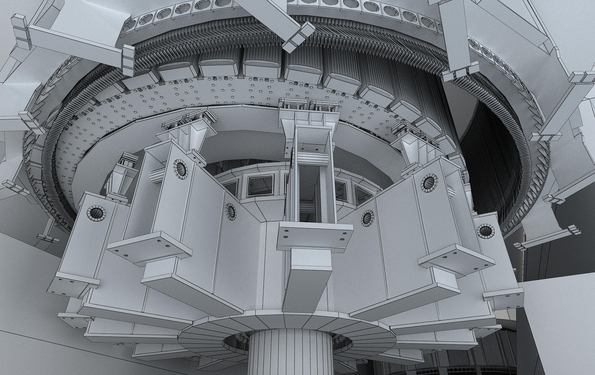 Hydropower Station Turbine Hall Vertical Hydroelectric 3D Model