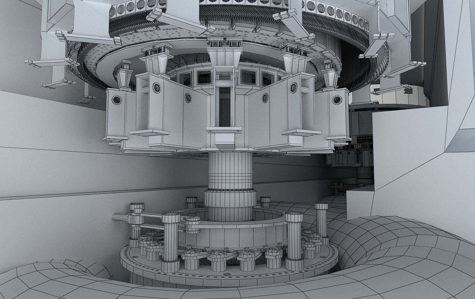 Hydropower Station Turbine Hall Vertical Hydroelectric 3D Model