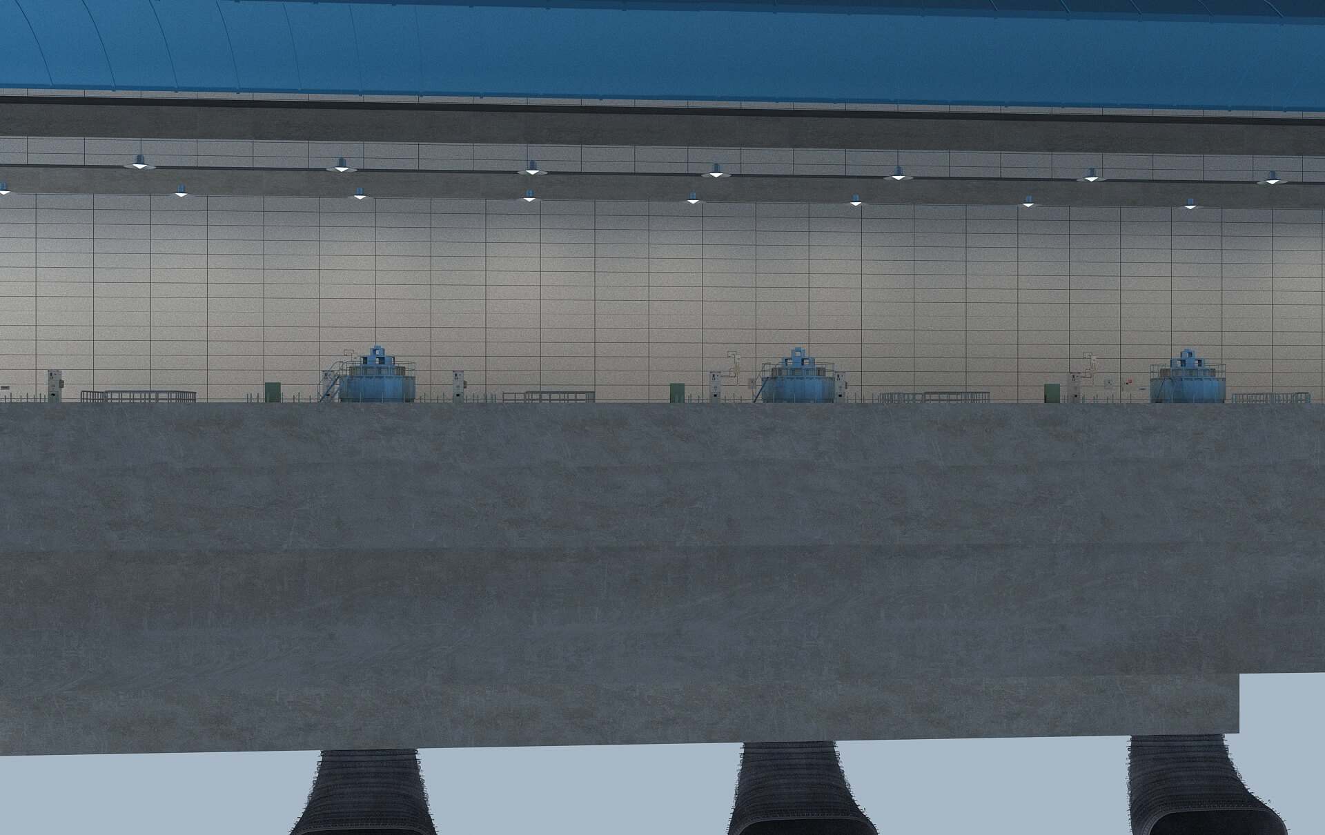 Hydropower Station Turbine Hall Vertical Hydroelectric 3D Model