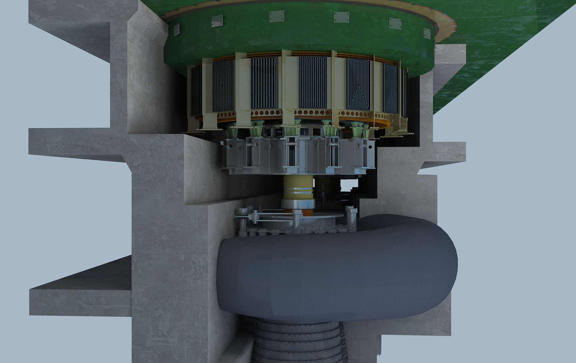 Hydropower Station Turbine Hall Vertical Hydroelectric 3D Model