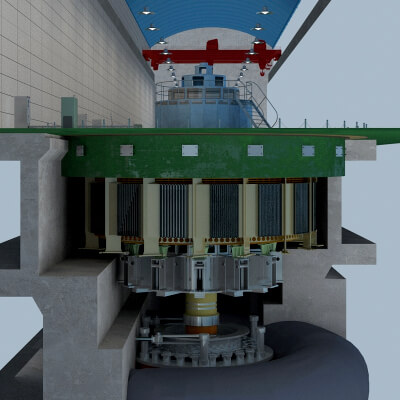 Hydropower Station Turbine Hall Vertical Hydroelectric 3D Model