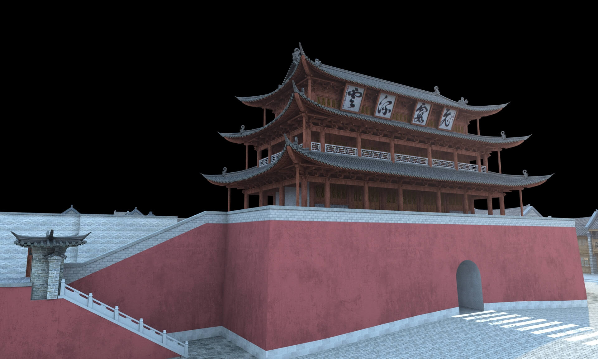 Jianshui Ancient City Yinghui Gate Chinese City Gate Ancient 3D Model