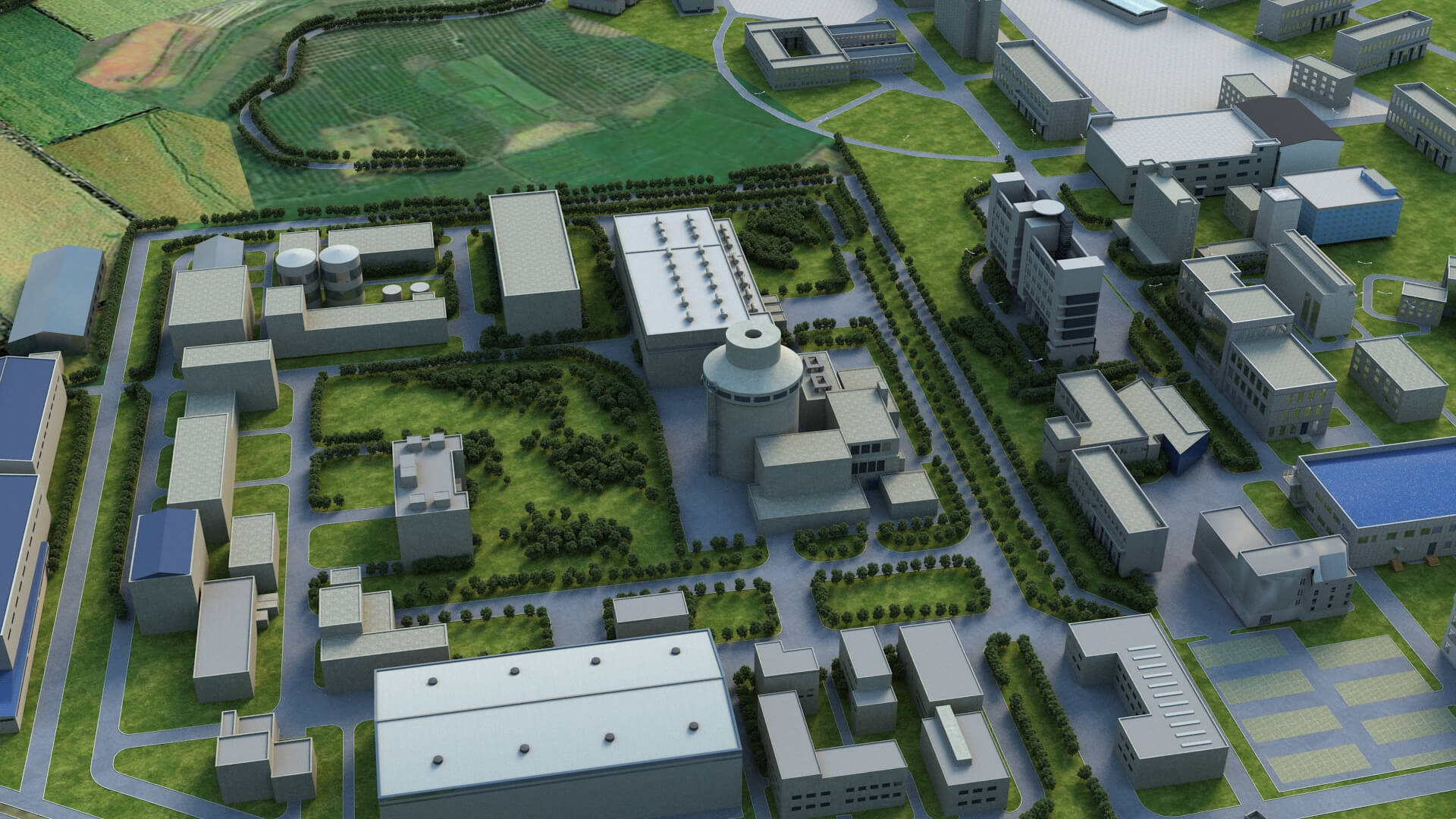 Land-Based Nuclear Power Plant Onshore Nuclear Facility Comp 3D Model