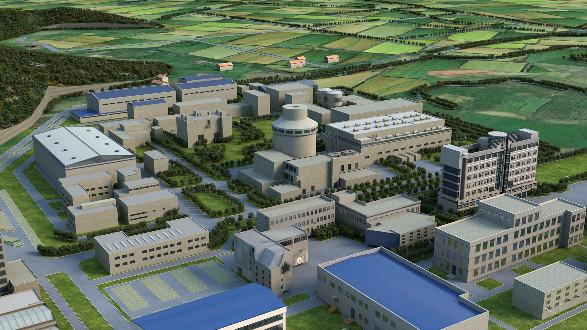 Land-Based Nuclear Power Plant Onshore Nuclear Facility Comp 3D Model