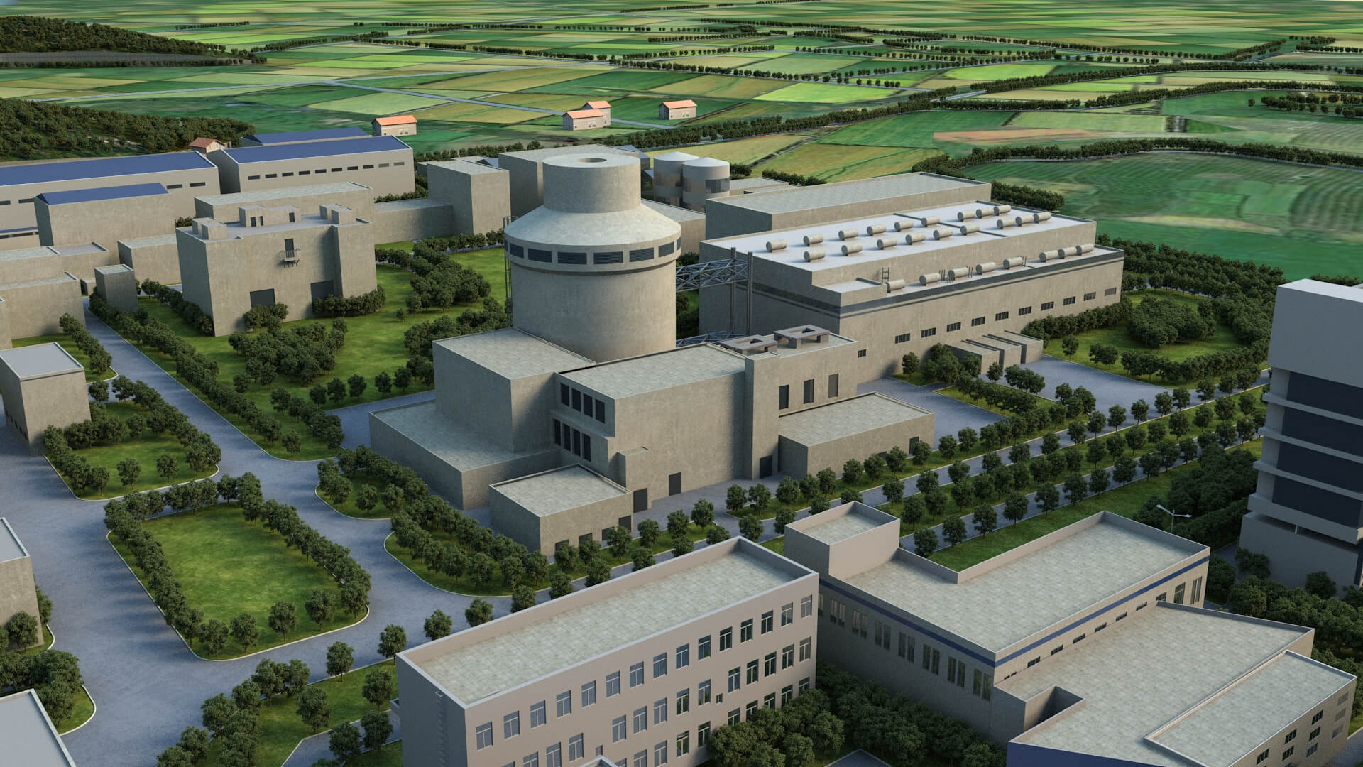 Land-Based Nuclear Power Plant Onshore Nuclear Facility Comp 3D Model