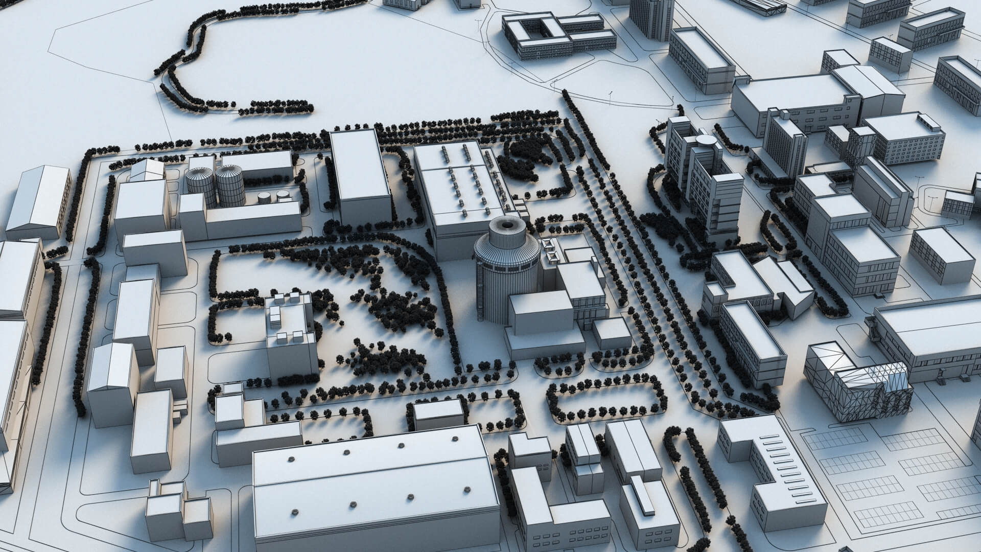 Land-Based Nuclear Power Plant Onshore Nuclear Facility Comp 3D Model