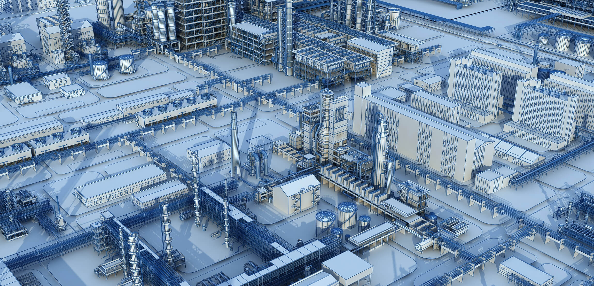 Large Petrochemical Plant Refinery Factory Industrial Scene 3D Model