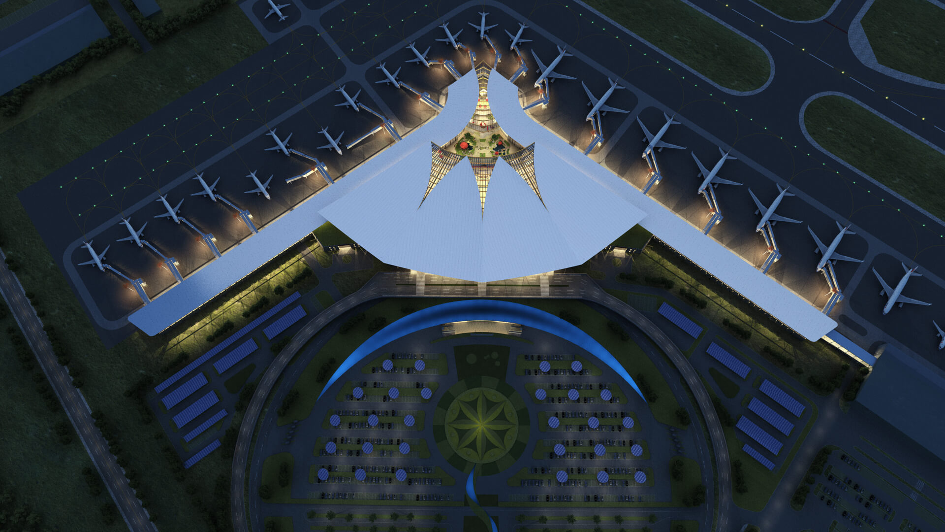 Lhasa Airport Night View 3D Model