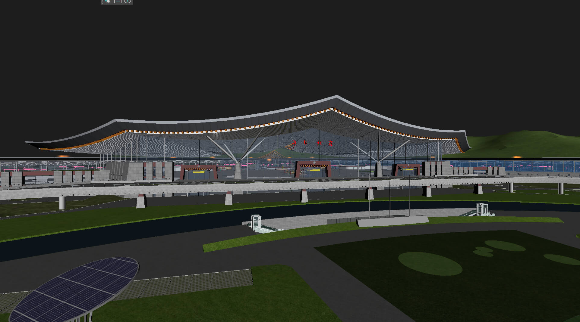 Lhasa Airport Night View 3D Model