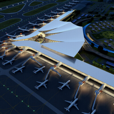 Lhasa Airport Night View 3D Model