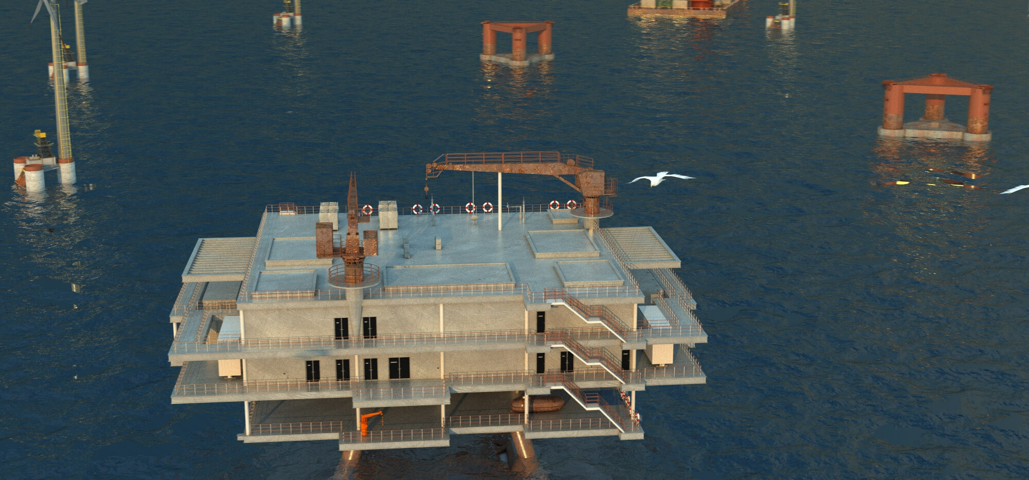 Offshore Wind Farm 3D Model