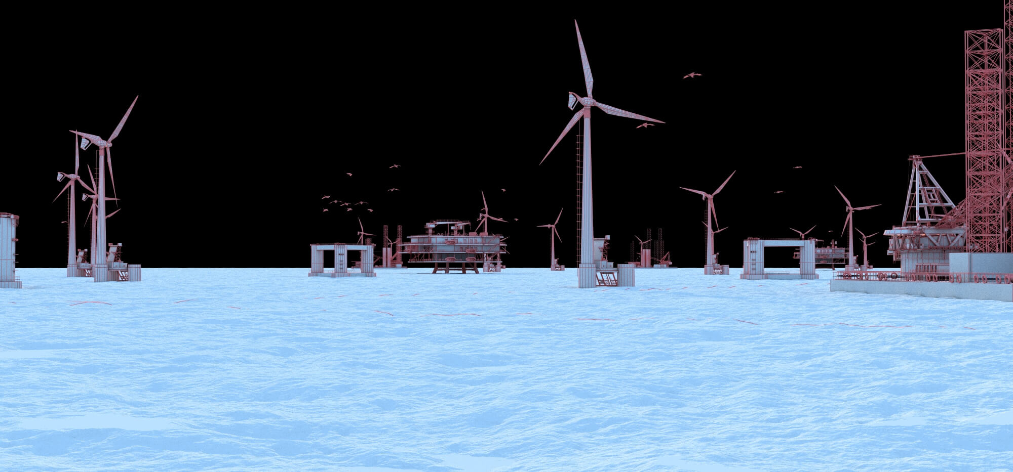 Offshore Wind Farm 3D Model