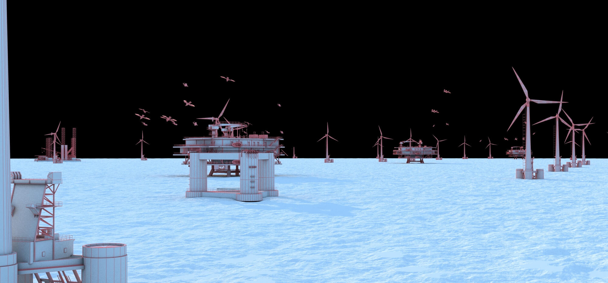 Offshore Wind Farm 3D Model