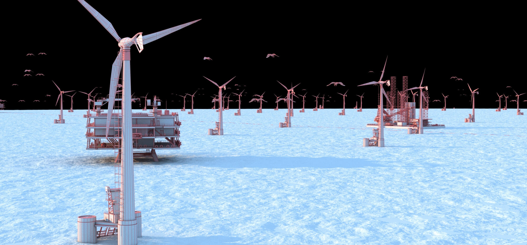 Offshore Wind Farm 3D Model