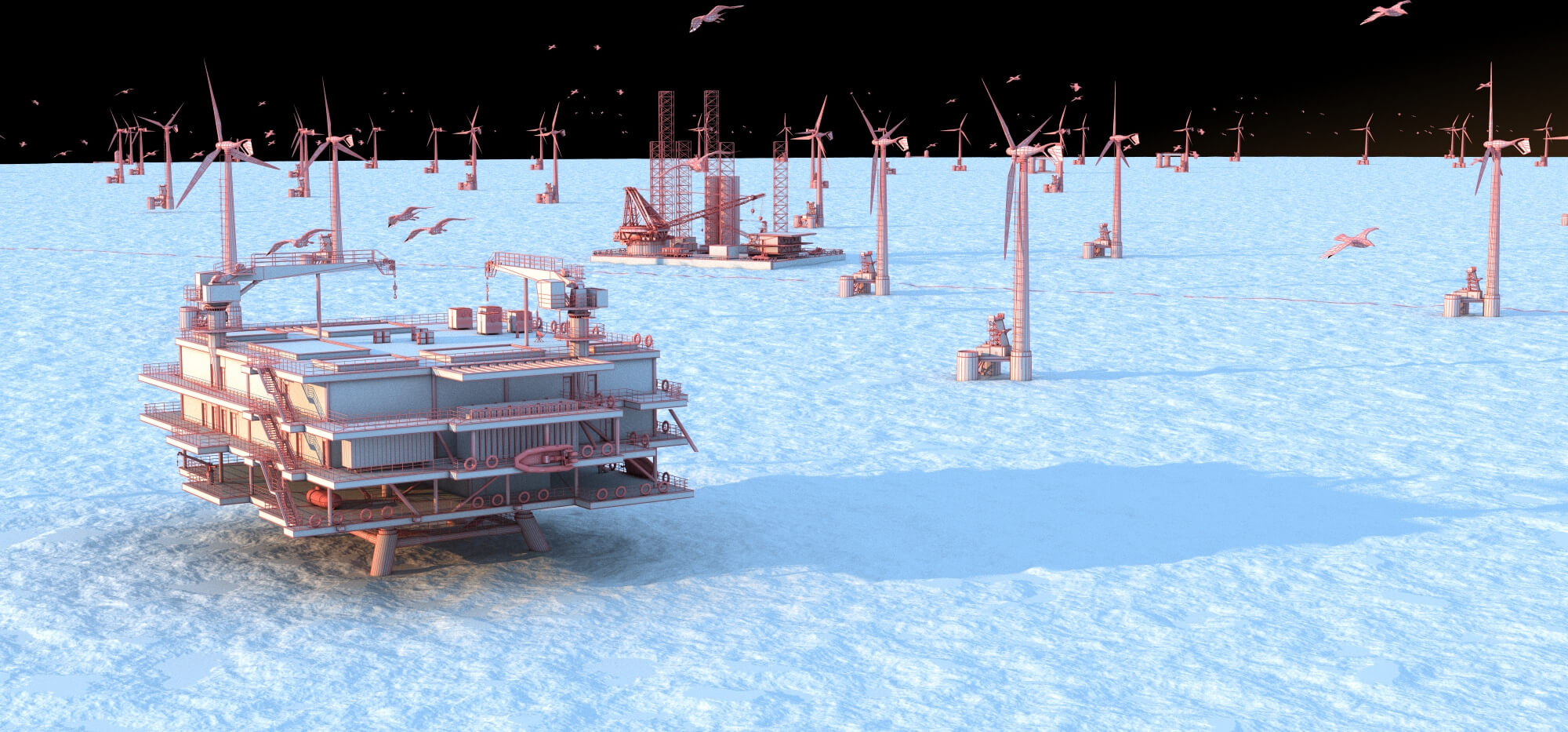 Offshore Wind Farm 3D Model